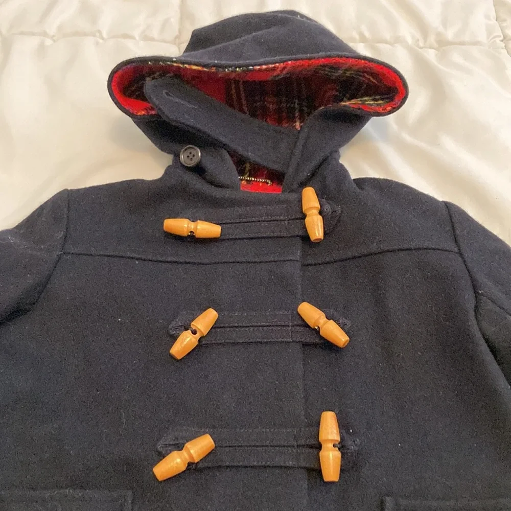 Super Rare Find!! Harrods Vintage Duffle Coat Kids Age 3/4 Years Navy - Picture 3 of 11